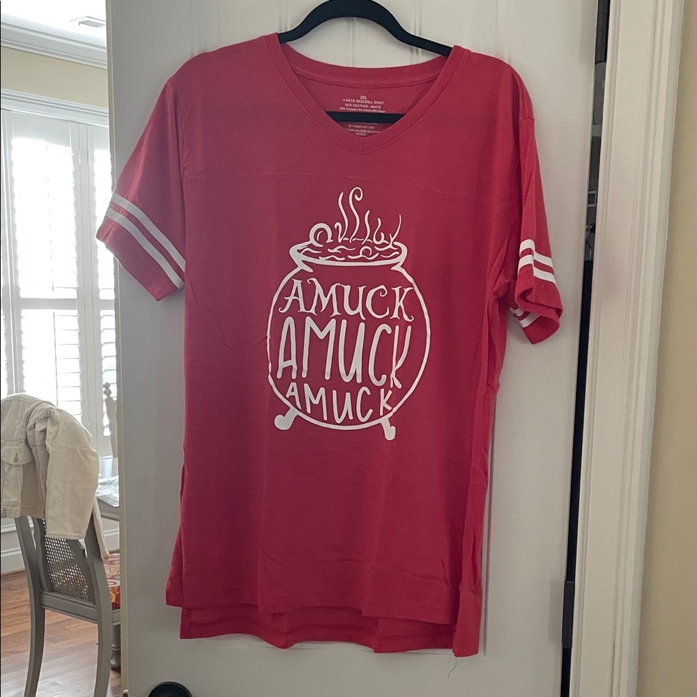 Disney Red T-Shirt with White Cauldron Graphic
